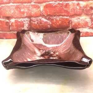 Vintage MCM Pink Ceramic Drip Pottery Swirl Glazed Ashtray Trinket Dish